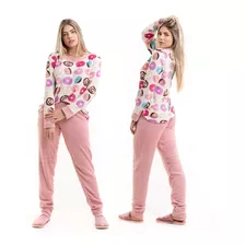 Pijama Plush Feminino Inverno Fleece Flanelado Para Dormir