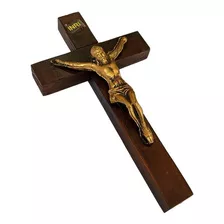 Crucifixo Cruz De Porta Ou De Mão Madeira Pequeno 18cm