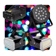 Combo Luces Dj Led Movil Proton 18 + Laser + 2 Flash Premium