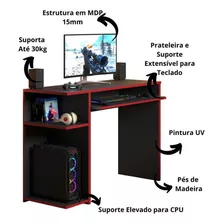 Mesa Para Computador E Gamer Jm Xp Preto/vermelho