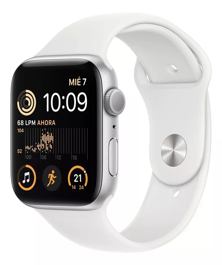 Apple Watch Se Gps - Caja De Aluminio Plata 44 Mm - Correa Deportiva Blanca - Patrón