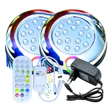 Kit 02 Refletor Piscina Led 15w Rgb + Controle Wifi + Fonte