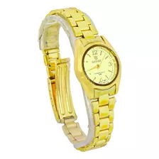 Relógio Feminino Orinet Original Prova D Agua Executiva Cor Da Correia Dourado Com Dourado