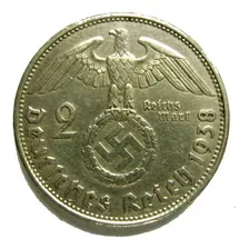 Ww2ª Alemania 2 Reichsmark De Plata Muy Bien Vea Las Fotos.-