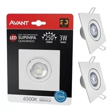 3 Spot Led Embutir Direcionável 3w Quadrado 6500k Avant