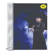 Caderno Wandinha Addams 15materias Cartela Adesivos Capadura