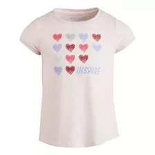 Blusa Niñas 6 X Manga Corta Rosa Corazones Ideology