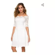 Vestido Corto Boda Civil Blanco De Encaje Elegante