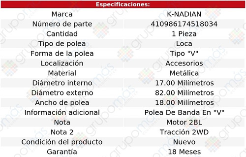 Polea Accesorios Metalica Tipo  V  Pup L4 2.3l 87 Foto 3