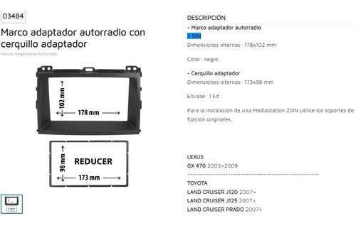 Frente Adaptador 2 Din Bisel Toyota Prado Ao 2008 Adelante Foto 4