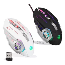 2pzs Mouse Inalambrico Gamer Ergonomía 2.4g+ratón Con Cable