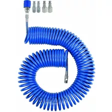 Mangueira Espiralada Pu 15 Mts Com Kit Engate Rápido 5 Peças