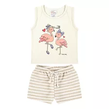 Conjunto Bebê Menina Blusa Regata E Shorts Ecológico Fantoni