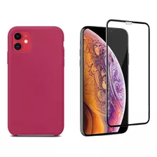 Capa Capinha Silicone Case Aveludada Para iPhone 11 + Pel 3d