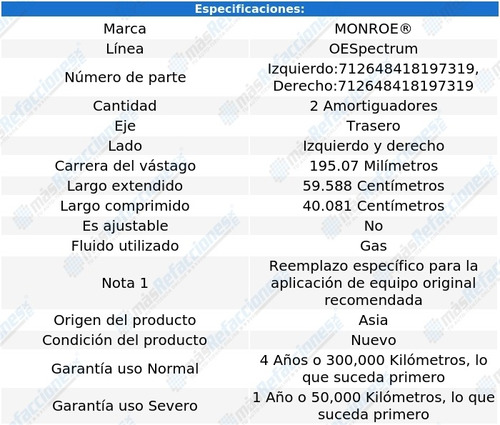 Par Amortiguadores Traseros Gas Oespectrum Palio 04-06 Foto 3