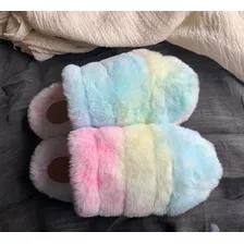 Pantuflas Peluche Mujer Hot Sale Piel Colores Moda Sleppers