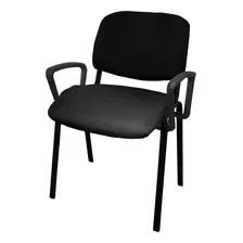 Silla Fija Prontometal Tapizada Base Metálica Con Posabrazo Color Negro