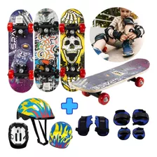 Mini Skate Criança Com Capacete Infantil Kit Proteção Kids