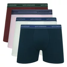 Kit 4 Cuecas Boxer Lupo Algodão Masculino Box