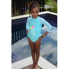 Maiô Blogueirinha Super Luxo Infantil Menina Manga Longa