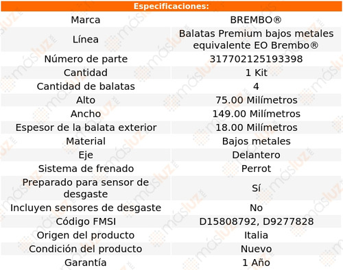 Balatas Bajos Metales Delanteras G55 Amg 2003/2004 Brembo Foto 4