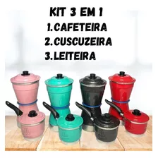 Kit 3 Em 1 Leve Cafeteira + Cuscuzeiro Peitinho + Fervedor