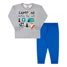 Conjunto Infantil Blusa Mescla Camping E Calça 4/8