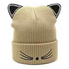 Gorro Forrado De Lana Para Niñas Diseño Gatito