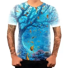 Camiseta Personalizada Oceano Fundo Do Mar Arvore Peixes 02