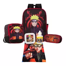 Kit Mochila Masculina Costa Naruto Com Lancheira 6 Itens