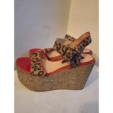 Sandalias Plataforma Animal Print 35 Marca Mary Joe