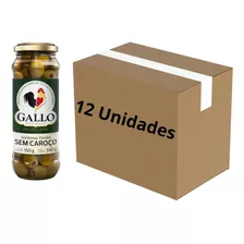 Kit Com 12 Azeitonas Verde Sem Caroço Gallo Vidro 150g