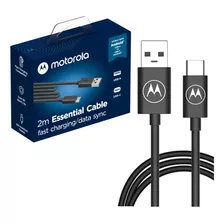 Cabo De Dados E Carga Motorola Usb-c 2 Metros Preto