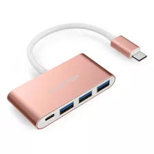 Hub Usb C 4 Puertos Usb Usb C Rose Gold