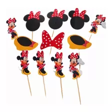 Toppers Cupcakes Y Postres 12 Piezas Minnie Roja