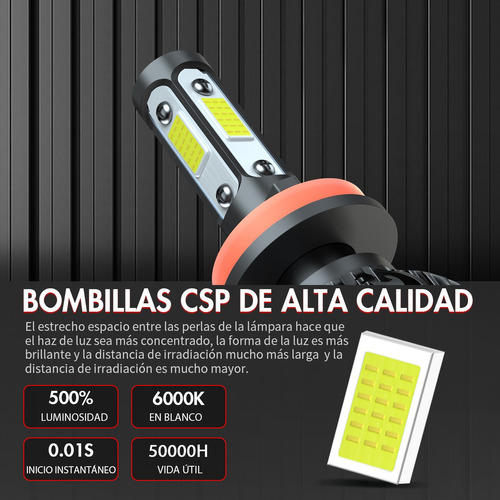 Faros Led De 4 Lados, H9 H11, 6000k, Blanco, Haz De Luz Baja Foto 5