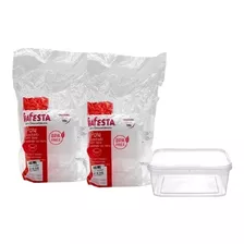 20un. Pote Quadrado Lacre Marmita Microondas/freezer 400ml