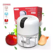 Tomate Mini Processador Elétrico De Alho Legumes Usb Cor Branco 