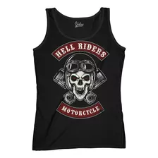 Camiseta Regata Plus Size Hell Riders Motorcycle Skull