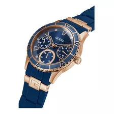 Reloj Guess W1157l3 Para Mujer Fechador Doble Am/pm Color De La Malla Azul Color Del Bisel Azul Color Del Fondo Azul