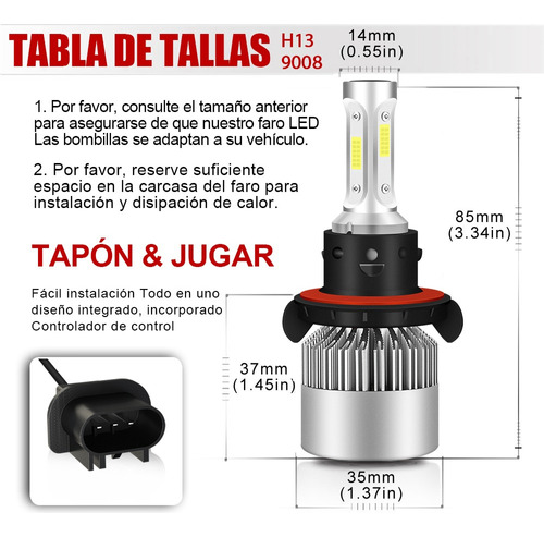 9008 H13 Kit De Faros Led 8000k 100w 8000lm Para Ford Foto 2