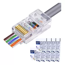 Conector Rj45 Macho Cat6 / Cat5e Cabo Rede Ez Vazado 900un