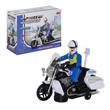 Brinquedo Policial Com Moto Sirene Sons E Luzes Bate E Volta