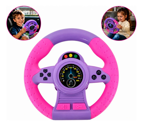 Volante Infantil Brinquedo Interativo Gira 360 Ventosa Rosa