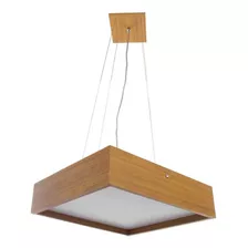 Pendente Lustre Madeira Quadrado 40cm Imbuia Mesa De Jantar Cor Freijó 110v/220v (bivolt)