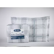 Kit Colcha Jacquard Montblanc Tartan Cinza 51 Casal Queen Listrado