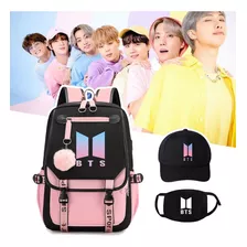 Mochila Escolar Student Bts +máscara+gorra