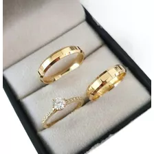 Par De Alianças Banhada A Ouro 24k Casamento Nf E Garantia