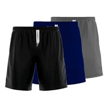 Kit 3 Shorts Poliéster Dry Fit Masculino Treino Academia 