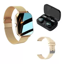 Kit Relogio Smartwatch Rose C/ 2 Pulseiras + Fone De Ouvido